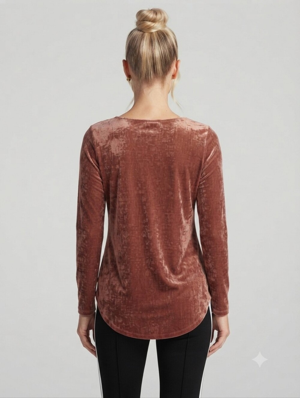 Karen Kane Crushed Velvet Long Sleeve Top Size L Dusty Rose - Picture 8 of 14
